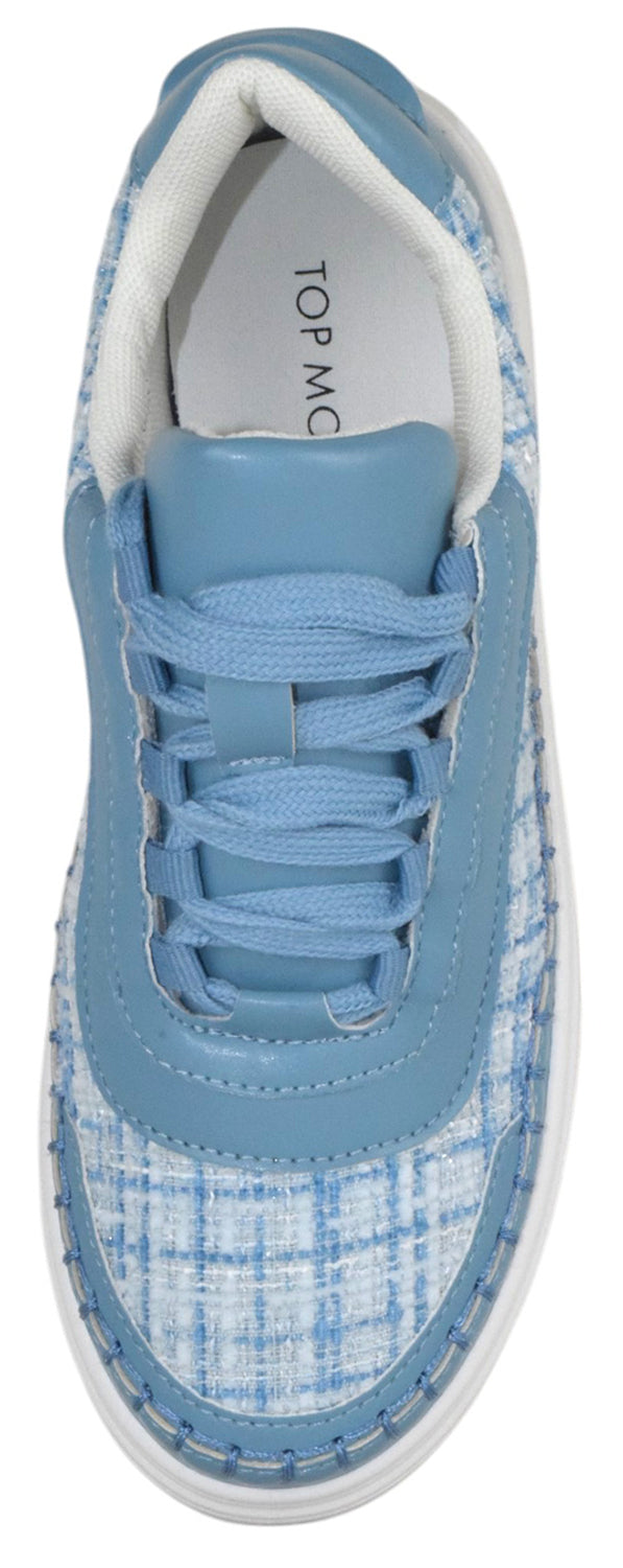 Top Moda Platform Sneakers Women's Fashion Lace-Up Blue