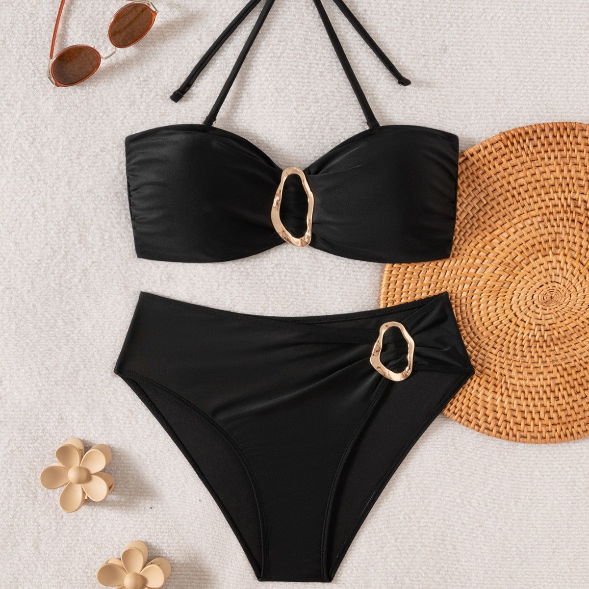 Solid Color Tube Top Bikini With Detachable Strap For Women, Williamsburg, BYMANYC New York.-2