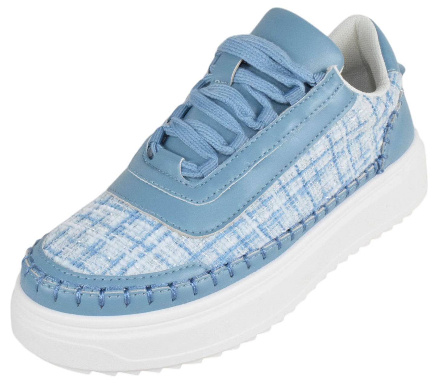 Top Moda Platform Sneakers Women's Fashion Lace-Up Blue