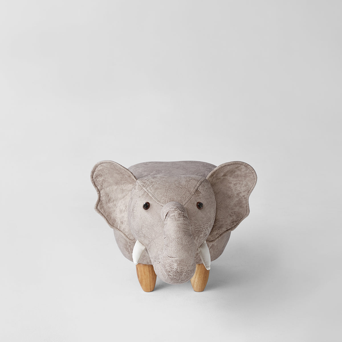 Grey Elephant Kid's Stool Solid Wood Wool Upholstery Children's Chair Kids Furniture-4