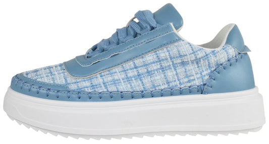 Top Moda Platform Sneakers Women's Fashion Lace-Up Blue