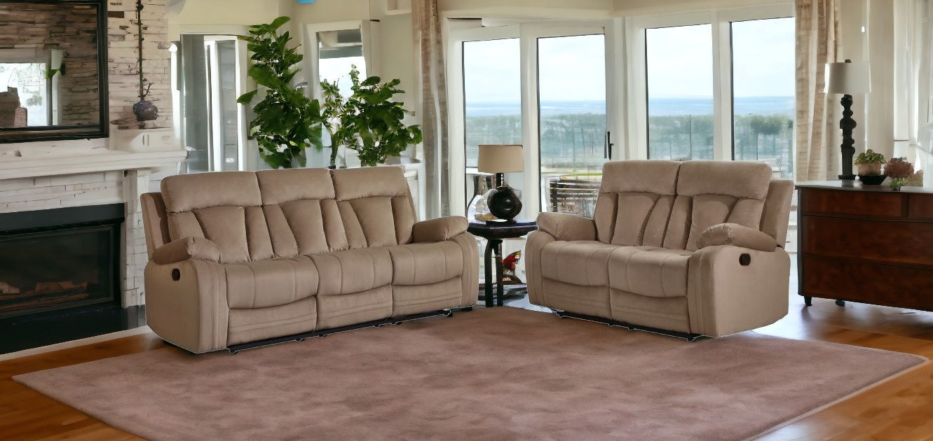 Two Piece Indoor Beige Microsuede Five Person Seating Set-1