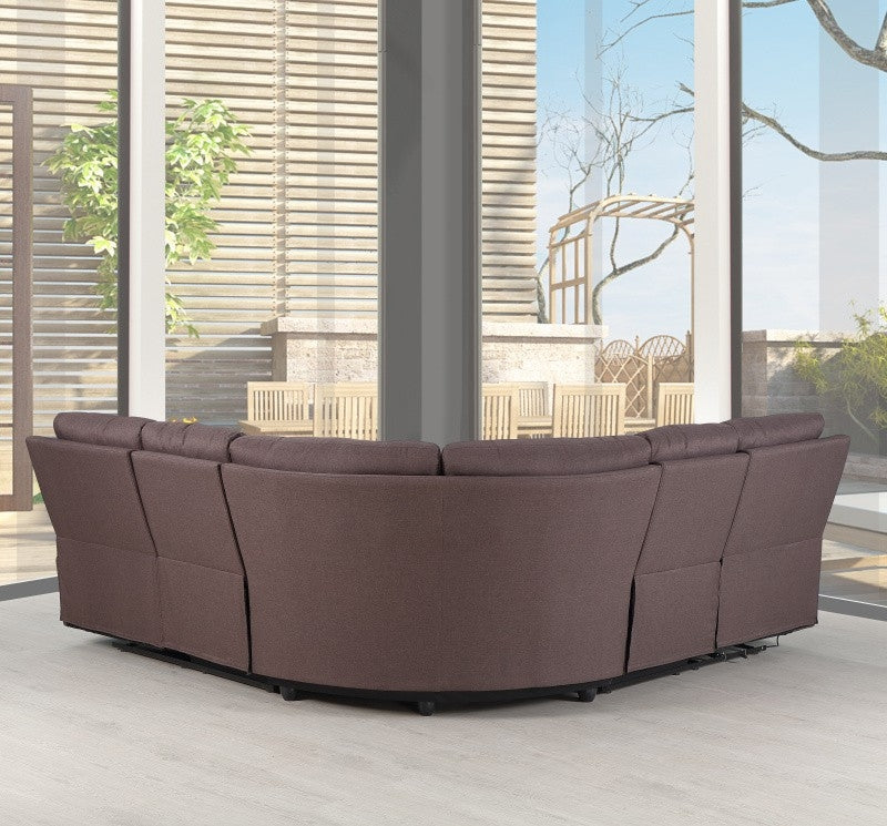Brown Polyester Blend Reclining U Shaped Three Piece Corner Sectional-6