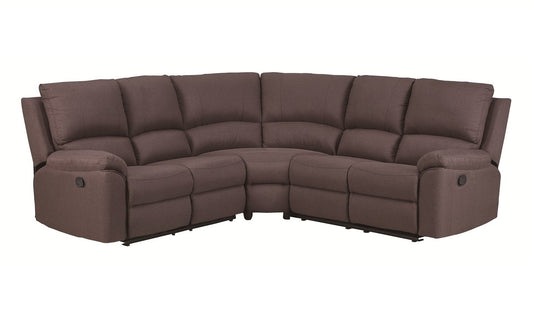 Brown Polyester Blend Reclining U Shaped Three Piece Corner Sectional-0