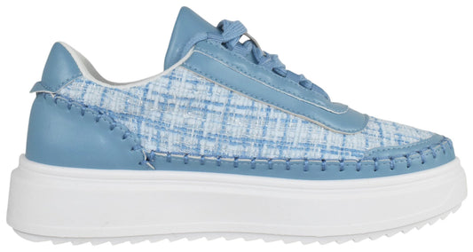 Top Moda Platform Sneakers Women's Fashion Lace-Up Blue