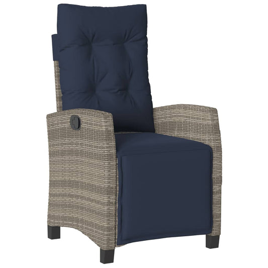 vidaXL 9 Piece Patio Dining Set with Cushions Gray Poly Rattan-4