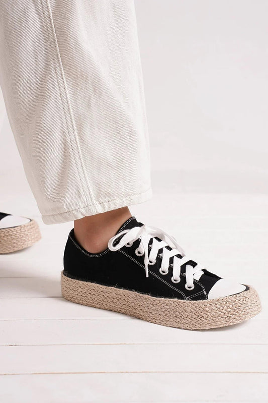 Mayfair Lace Up Woven Espadrille Sole Sneakers-1