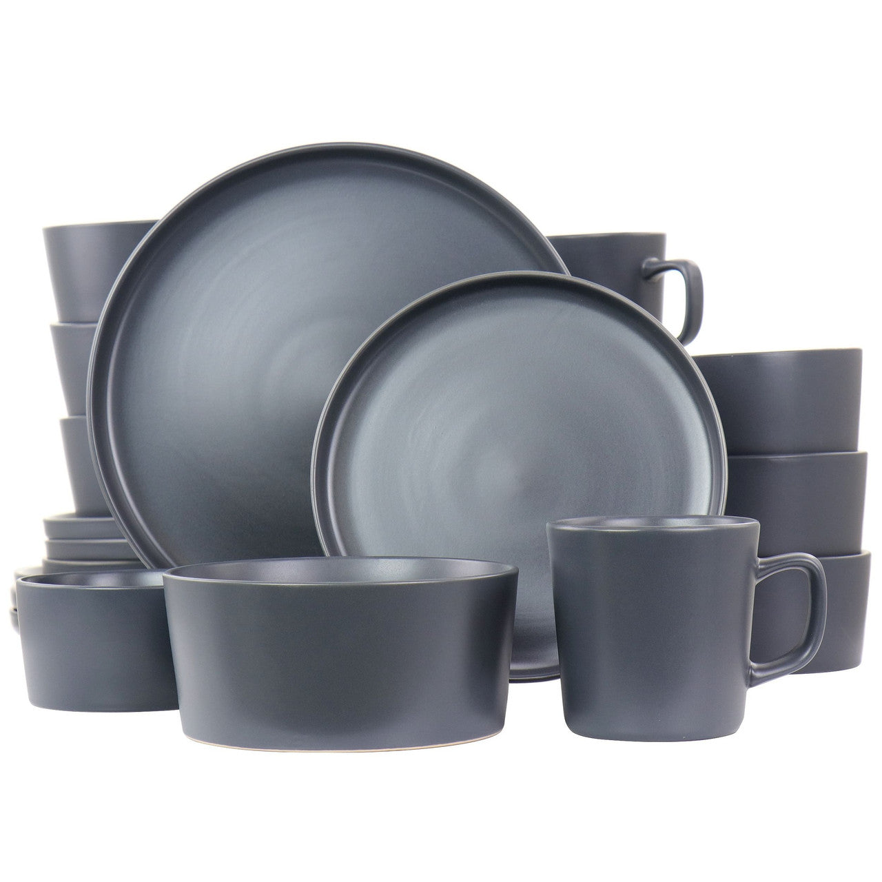 Elama Luxmatte Dark Grey 20 Piece Dinnerware Set - Modern Stoneware Essentials