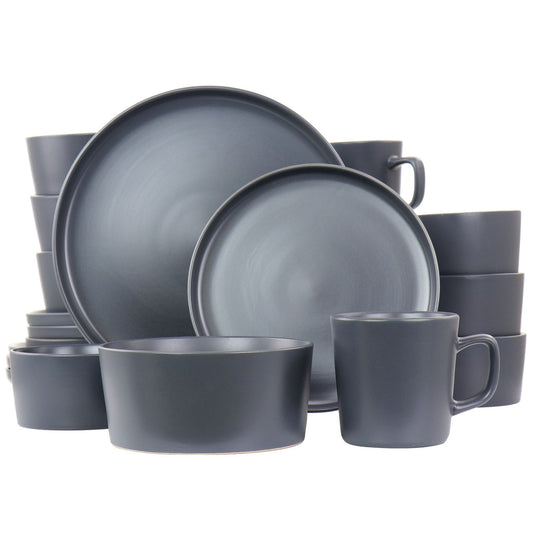 Elama Luxmatte Dark Grey 20 Piece Dinnerware Set - Modern Stoneware Essentials