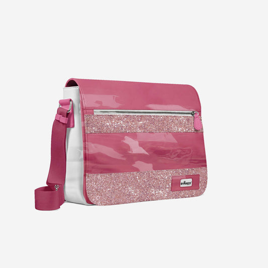 Glitter Pink 16" Vegan Messenger Bag Luxury Edition Made in Italy by BYMANYC