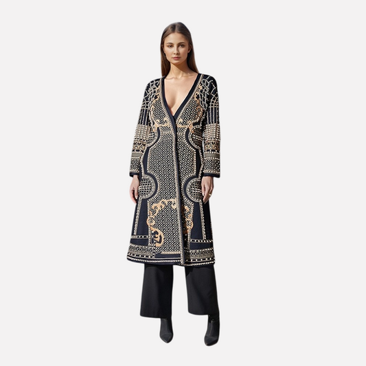 Long V-Neck Gold Windbreaker For Women, Fifth Avenue, BYMANYC New York.-0