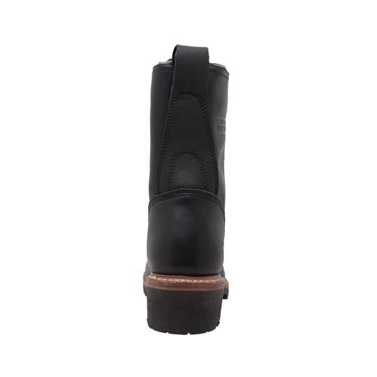 Men's 10" Black Full Grain Fireman Logger Leather Boots with Goodyear Welt Non-Slip Outsole.-2