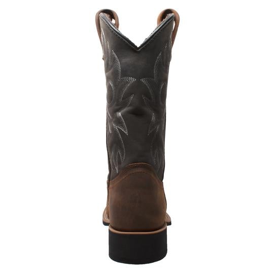 Men's 12" Work Western Square Toe Black/Brown Leather Boots-2