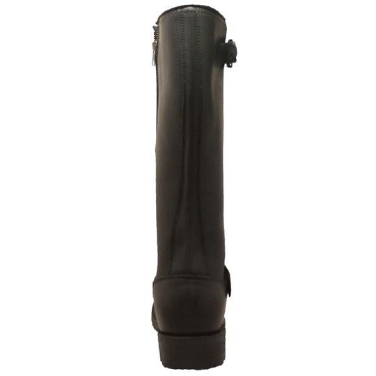 Men's 16" Black Engineer Biker Leather Work Boots with Side Zipper-2