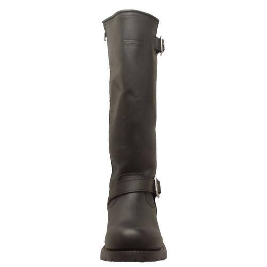 Men's 16" Black Engineer Biker Leather Work Boots with Side Zipper-3