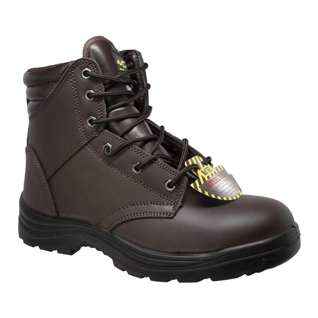 Men's Brown Steel Toe 6" Work Leather Boots