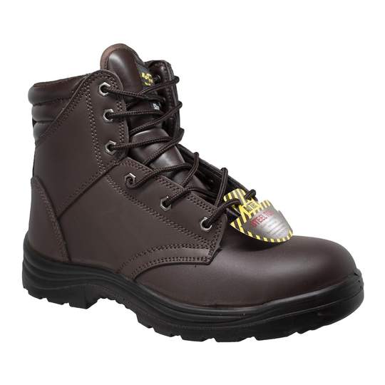 Men's Brown Steel Toe 6" Work Leather Boots