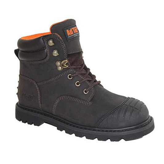 Men's 6" Brown Work Boots with Steel Toe & Slip Resistant Leather