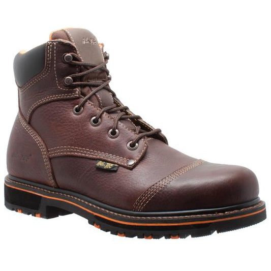 Men's Dark Brown Full Grain Leather Work Boot with Oil & Slip Resistant Outsole
