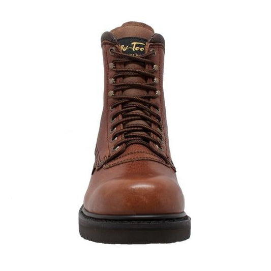 Men's 8" Brown Work Boots Full-Grain Leather Waterproof Construction