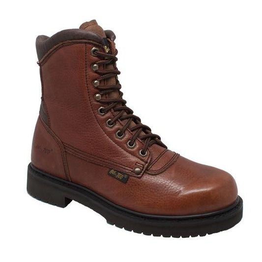 Men's 8" Brown Work Boots Full-Grain Leather Waterproof Construction-0