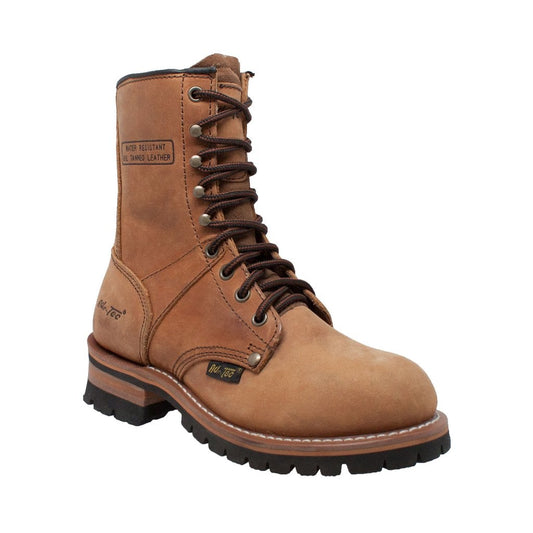 Women's Brown 9" Logger Leather Work Boots