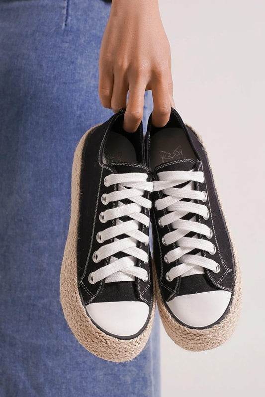 Mayfair Lace Up Woven Espadrille Sole Sneakers-0