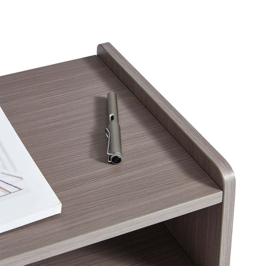 Taupe Cappuccino Modern Bedside Table Solid Wood Organizer-1