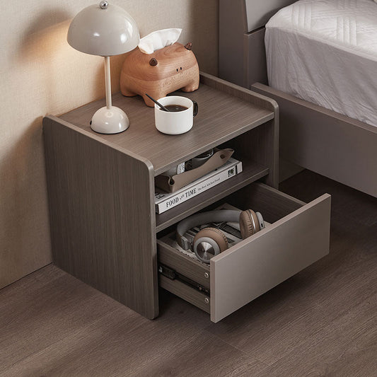 Taupe Cappuccino Modern Bedside Table Solid Wood Organizer