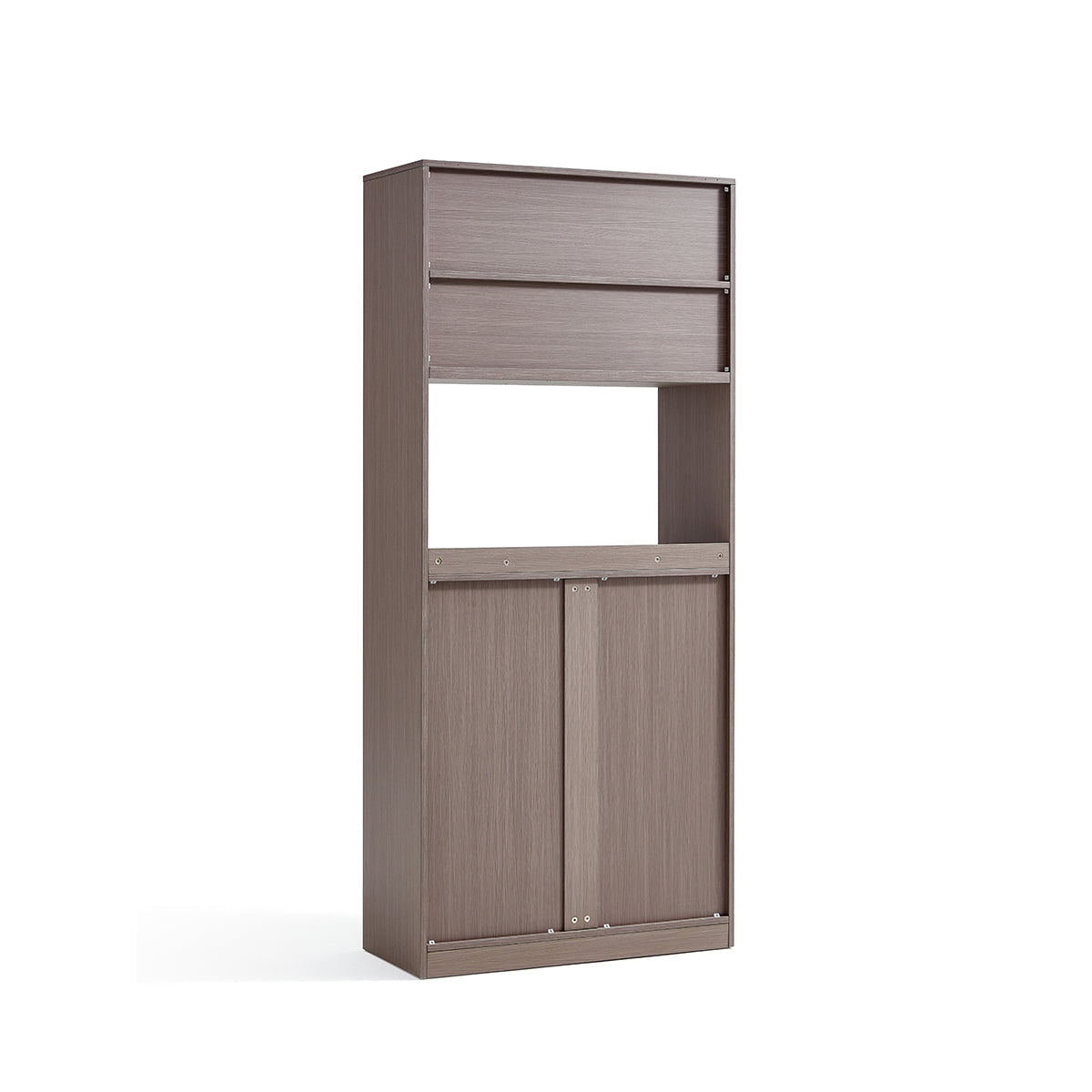 Taupe Dining Cabinet Pantry with Storage and Wine Rack