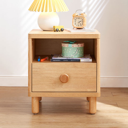 Dear Bear Kids Oak Bedroom Storage Table with Drawer-0