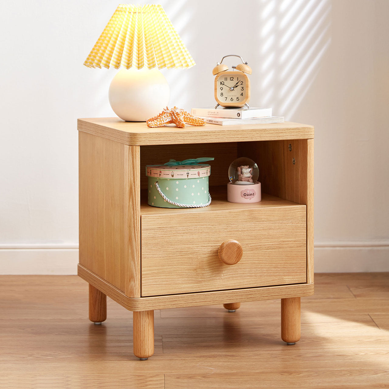 Dear Bear Kids Oak Bedroom Storage Table with Drawer-3