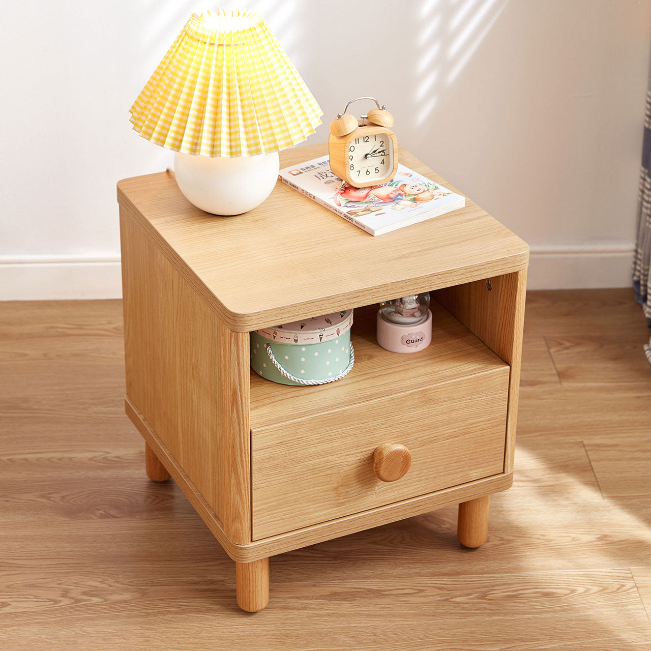 Dear Bear Kids Oak Bedroom Storage Table with Drawer-4