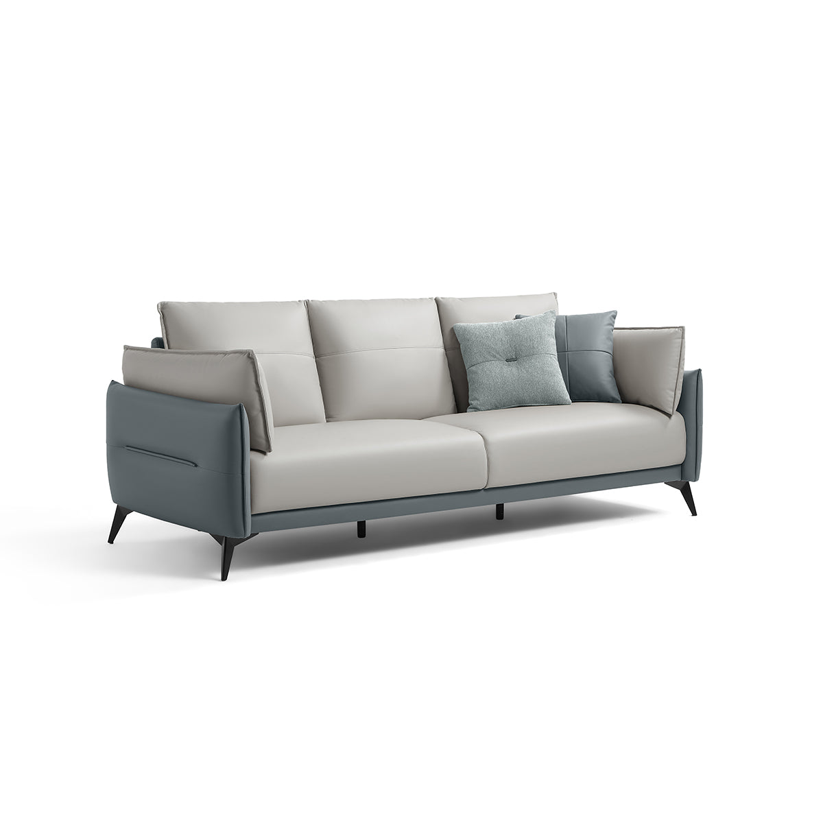 Italian 3-Seater Minimalist Design Sofa with Luxury Cotton Backrest and Sturdy Wood Frame-3