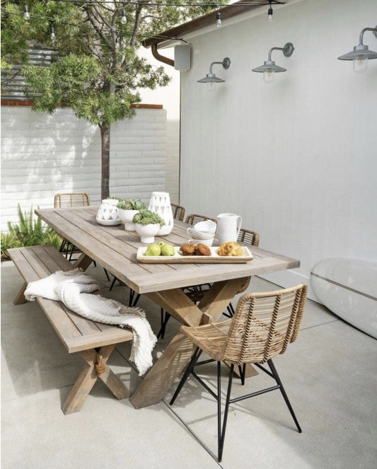 Solid Teak Wooden Bench for Garden Patio Pathway Outdoor Furniture