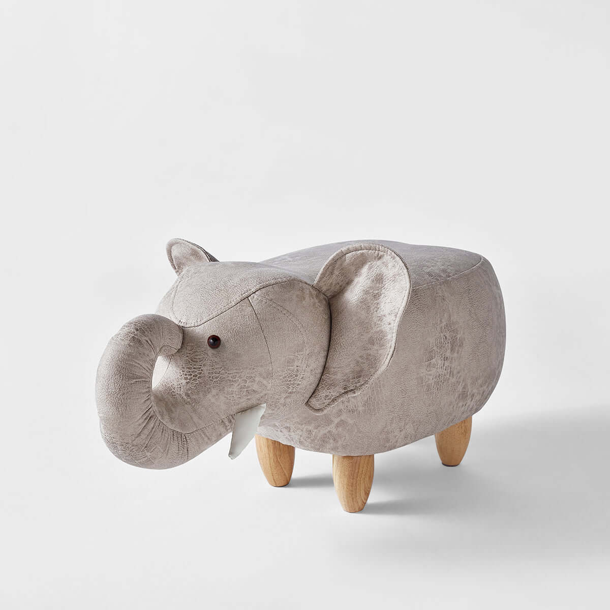 Grey Elephant Kid's Stool Solid Wood Wool Upholstery Children's Chair Kids Furniture-3