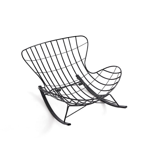 Suede Leather Reclining Lazy Rocking Chair-1